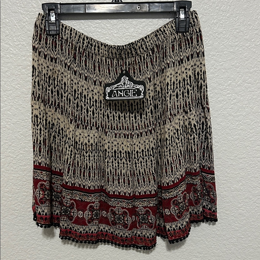 Angie Women's Patterned Red and Black Mini Skirt